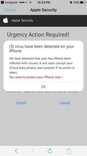 apple virus scan warning