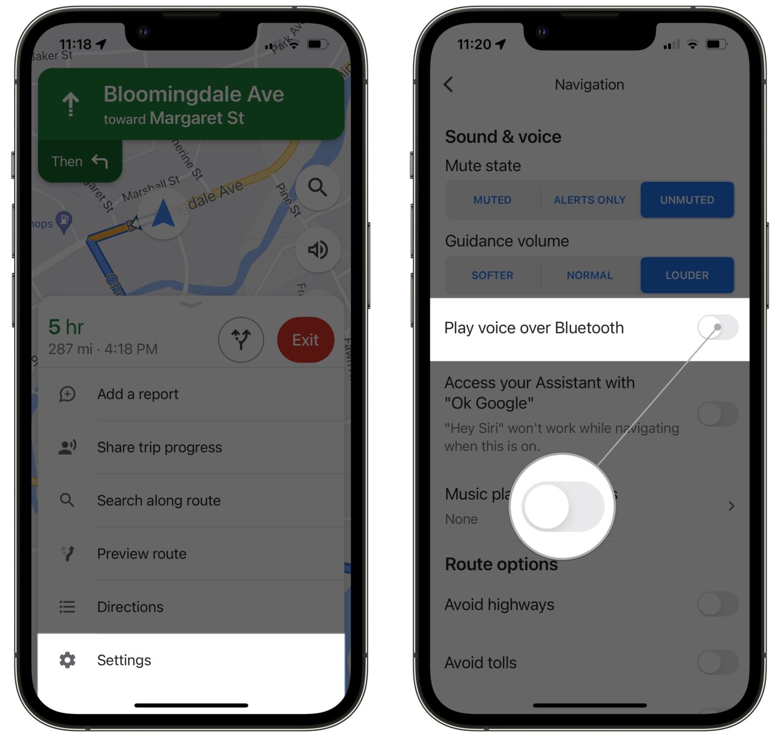 Turn Off Play Voice Over Bluetooth In Google Maps On Iphone 1536x1450 