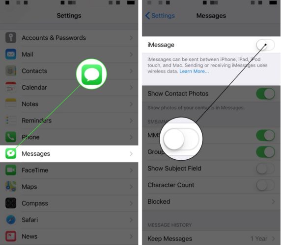 how to turn off imessage on iphone