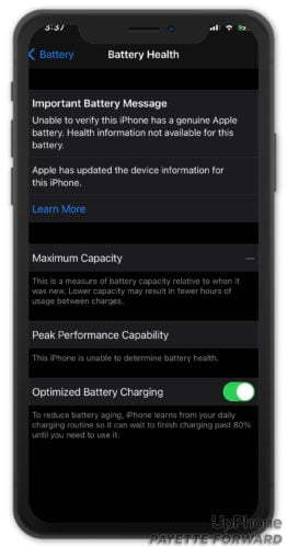 iphone can't provide battery health information